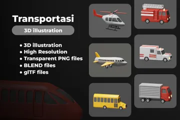 Transportation 3D Icon Pack