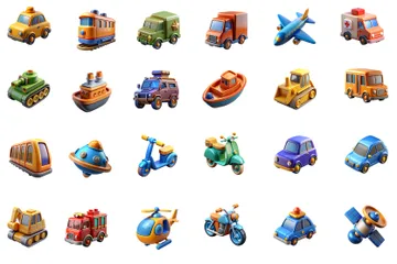 Transportation Vehicles 3D Icon Pack