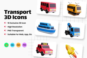 Transporte Pacote de Icon 3D