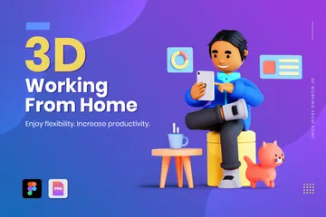 Travail à domicile Pack 3D Illustration