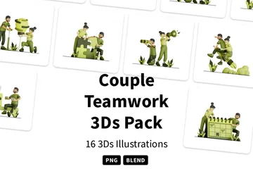 Travail d'équipe en couple Pack 3D Illustration