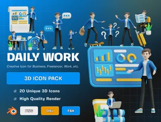 Travail quotidien Pack 3D Illustration