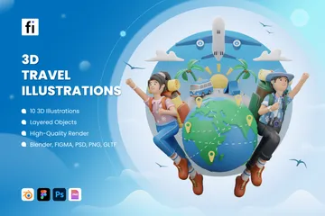 Travel 3D Illustration Pack