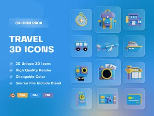 Travel 3D Icon Pack