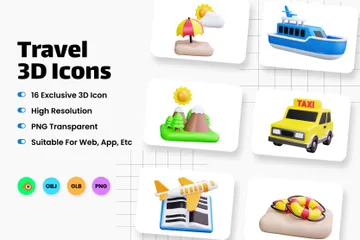 Travel 3D Icon Pack