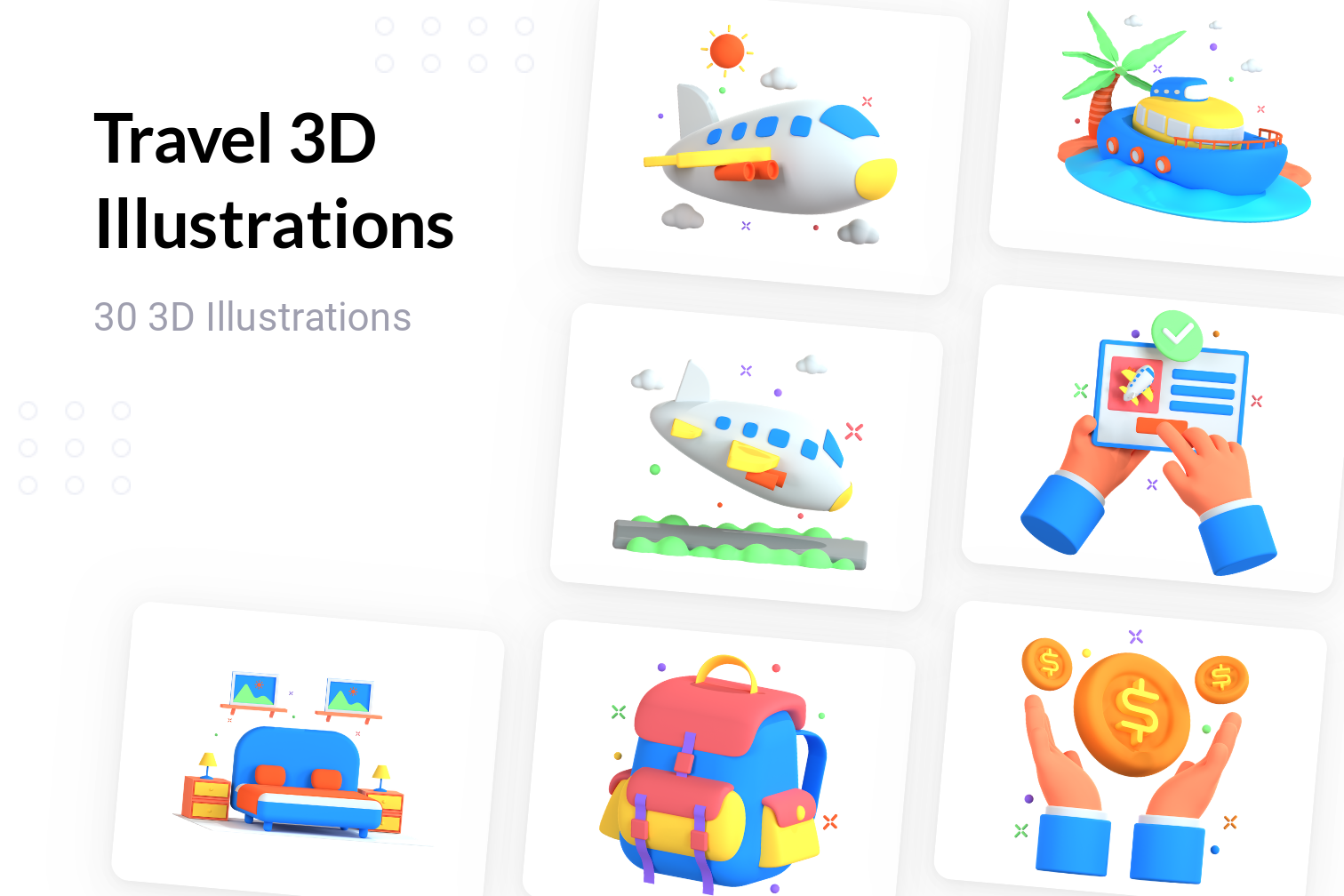 Travel 3D Illustration Pack - 30 Holidays 3D Illustrations | PNG, BLEND ...
