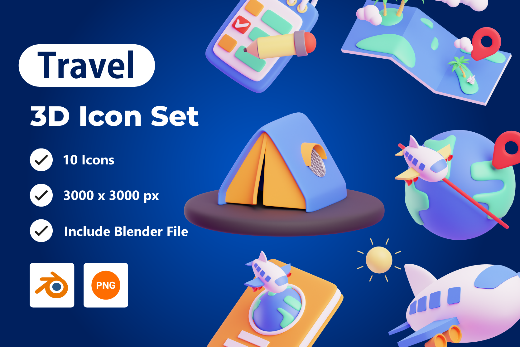 Travel 3D Icon Pack - 10 Free Download Holidays 3D Icons | IconScout