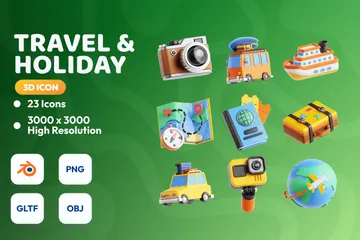 Travel And Holiday 3D Icon Pack