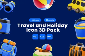 Travel And Holiday 3D Icon Pack