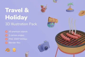 Travel And Holiday 3D Illustration Pack