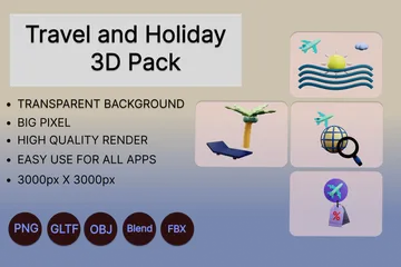 Travel And Holiday 3D Icon Pack