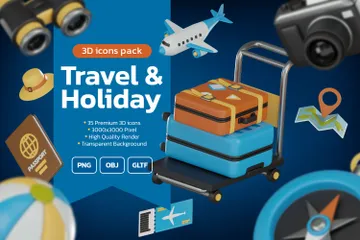 여행과 휴가 3D Icon 팩