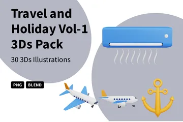 Travel And Holiday Vol-1 3D Icon Pack