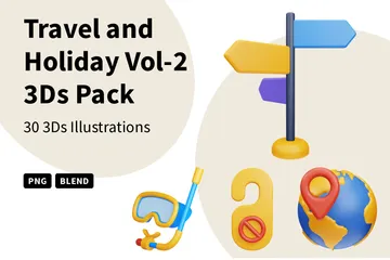 Travel And Holiday Vol-2 3D Icon Pack