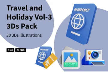 Travel And Holiday Vol-3 3D Icon Pack