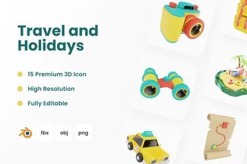 여행 및 휴일 3D Icon 팩