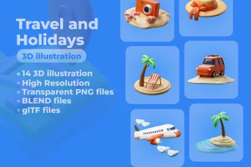 Travel And Holidays 3D Icon Pack