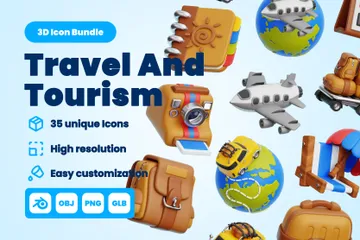 Travel And Tourism 3D Icon Pack