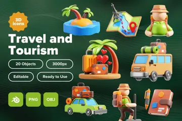 Travel And Tourism 3D Icon Pack
