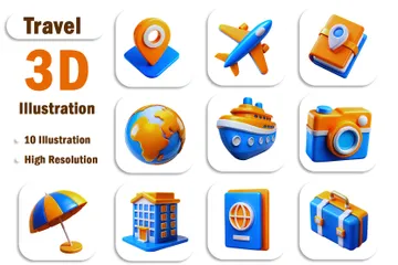 Travel And Tourism 3D Icon Pack