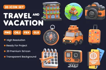 Travel And Vacation 3D Icon Pack