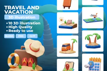 Travel And Vacation 3D Icon Pack