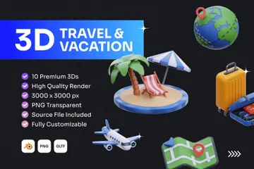 Travel And Vacation 3D Icon Pack