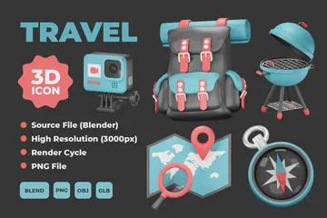 Travel And Vacation 3D Icon Pack