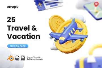 Travel And Vacation 3D Icon Pack