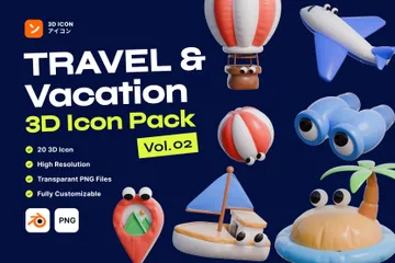 Travel And Vacation Vol 2 3D Icon Pack