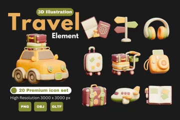 Travel Element 3D Icon Pack