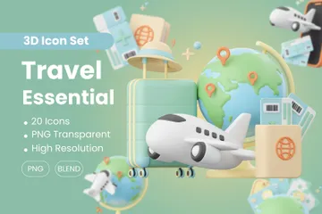 Travel Essential 3D Icon Pack