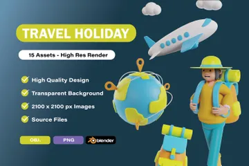 Travel Holiday 3D Icon Pack
