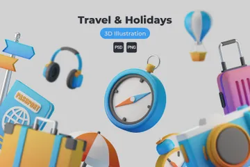 Travel & Holidays 3D Icon Pack