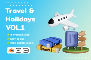 Travel Holidays 3D Icon Pack