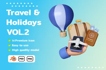 Travel Holidays 3D Icon Pack