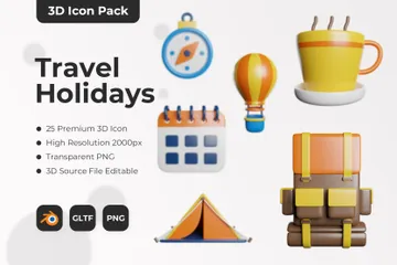 Travel Holidays 3D Illustration Pack