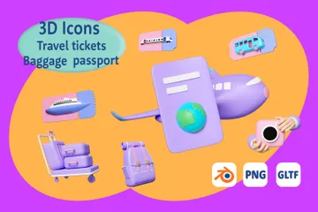 Travel Tickets - Baggage 3D Icon Pack
