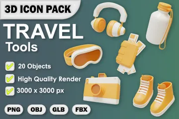 Travel Tools 3D Icon Pack