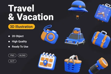Travel & Vacation 3D Icon Pack