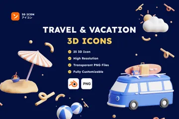 Travel & Vacation 3D Icon Pack