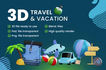 Travel & Vacation 3D Icon Pack