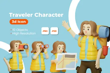 Traveler Character 3D Illustration Pack