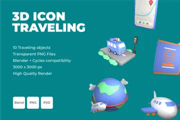 Traveling 3D Icon Pack