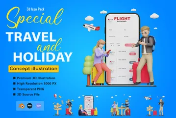 Traveling And Holiday 3D Illustration Pack