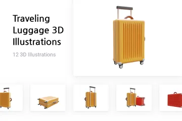 Traveling Luggage 3D Illustration Pack