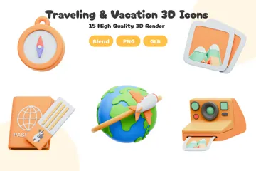 Traveling & Vacation 3D Icon Pack