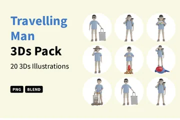 Travelling Man 3D Illustration Pack