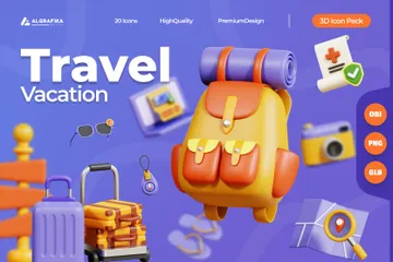 Travelling Vacation 3D Icon Pack