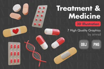 Treatment And Medicine 3D Icon Pack